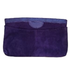 Vintage Purple Suede Clutch Bag Evening Hong Kong Made EUC FDO Zipper